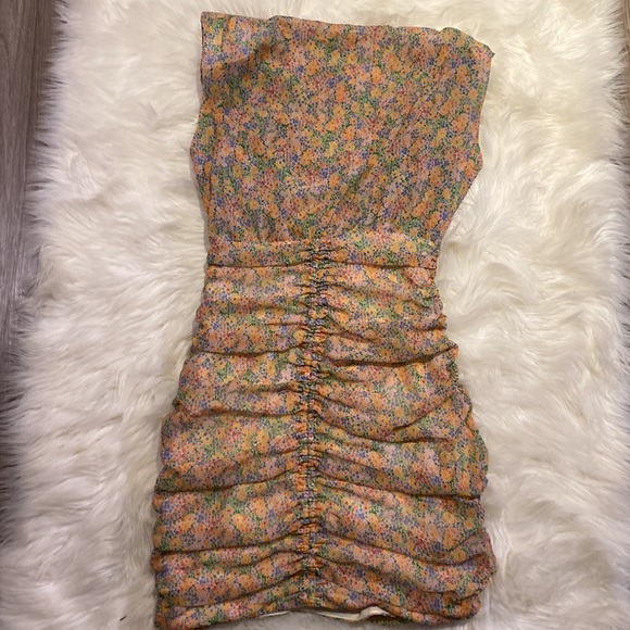 Zara Floral Summer Mini Ruched Fitted Dress Size Small NWOT - Picture 5 of 5